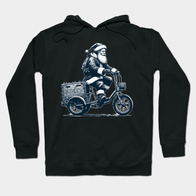 Santa Claus on cargo bike Hoodie by TomFrontierArt